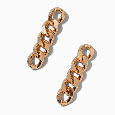 Gold-tone Curb Chain 2" Drop Earrings
