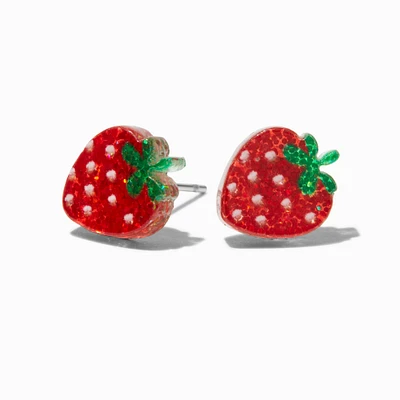 Strawberry Glitter Stud Earrings