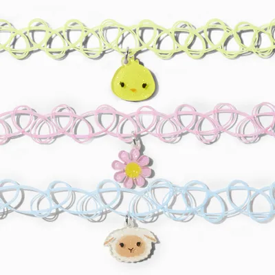Claire's Club Easter Pastel Tattoo Choker Necklaces - 3 Pack