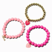 Claire's Club Love Heart Beaded Stretch Bracelets - 3 Pack