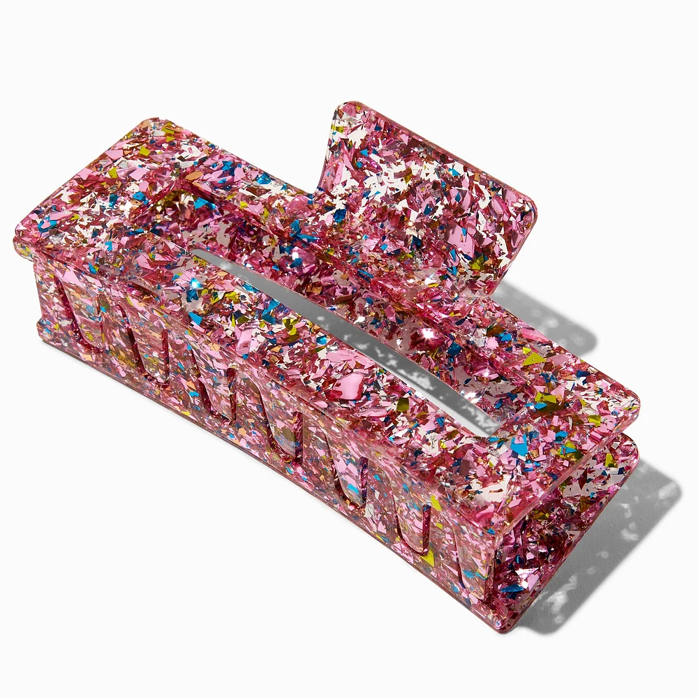 Glitter Pink Rectangular Hair Claw