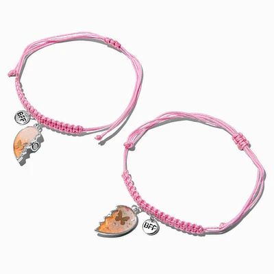 Best Friends Butterfly Heart Adjustable Cord Bracelets - 2 Pack