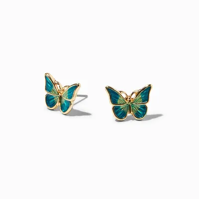 Blue & Green Butterfly Stud Earrings