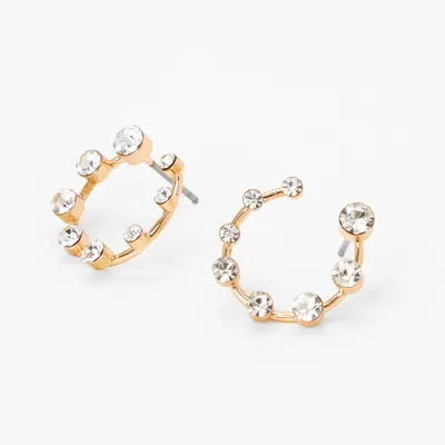Gold Embellished Open Circle Stud Earrings