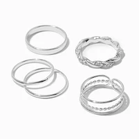 Silver-tone Twisted Geometric Rings - 5 Pack