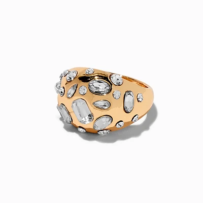 Gold-tone Mixed Rhinestone Bubble Statement Ring