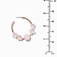 Pearlized Flower 50MM Gold-tone Hoop Earrings