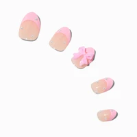 Pink 3D Bow Stiletto Press On Vegan Faux Nail Set - 24 Pack