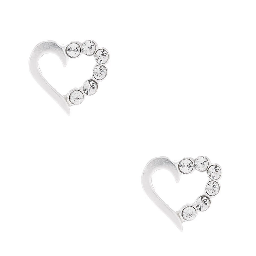 C LUXE by Claire's Sterling Silver Stone Heart Stud Earrings