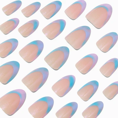 Pastel Iridescent Ombré French Short Almond Vegan Faux Nail Set - 24 Pack