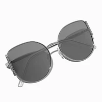 Crystal-Studded Silver-tone Metal Sunglasses