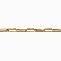 Gold-tone Stainless Steel Textured Paperclip Chain Bracelet