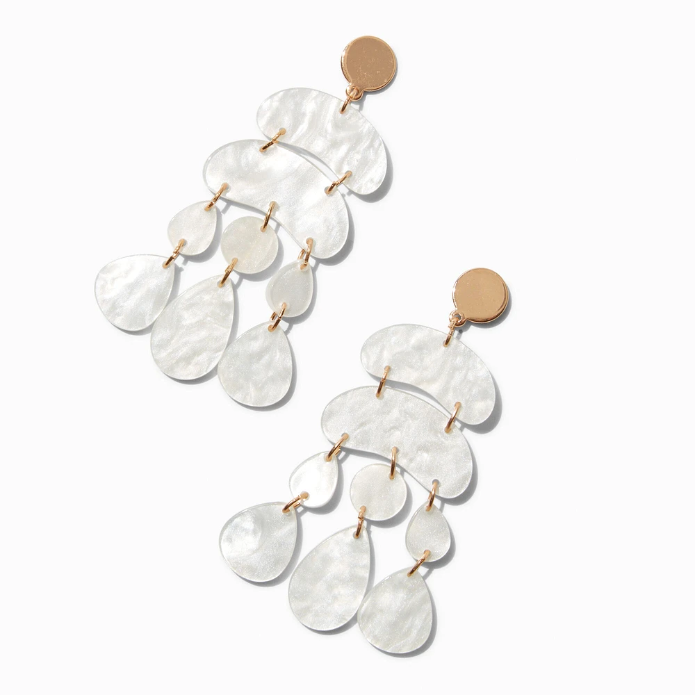 Pearlized Abstract Chandelier Drop Earrings