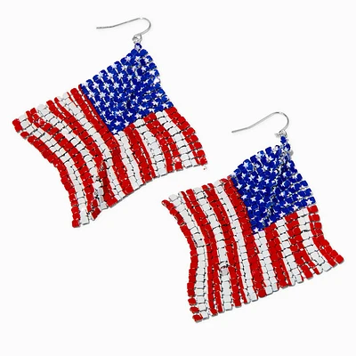 American Flag 3" Mesh Drop Earrings