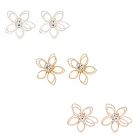 Mixed Metal Wired Flower Stud Earrings - 3 Pack