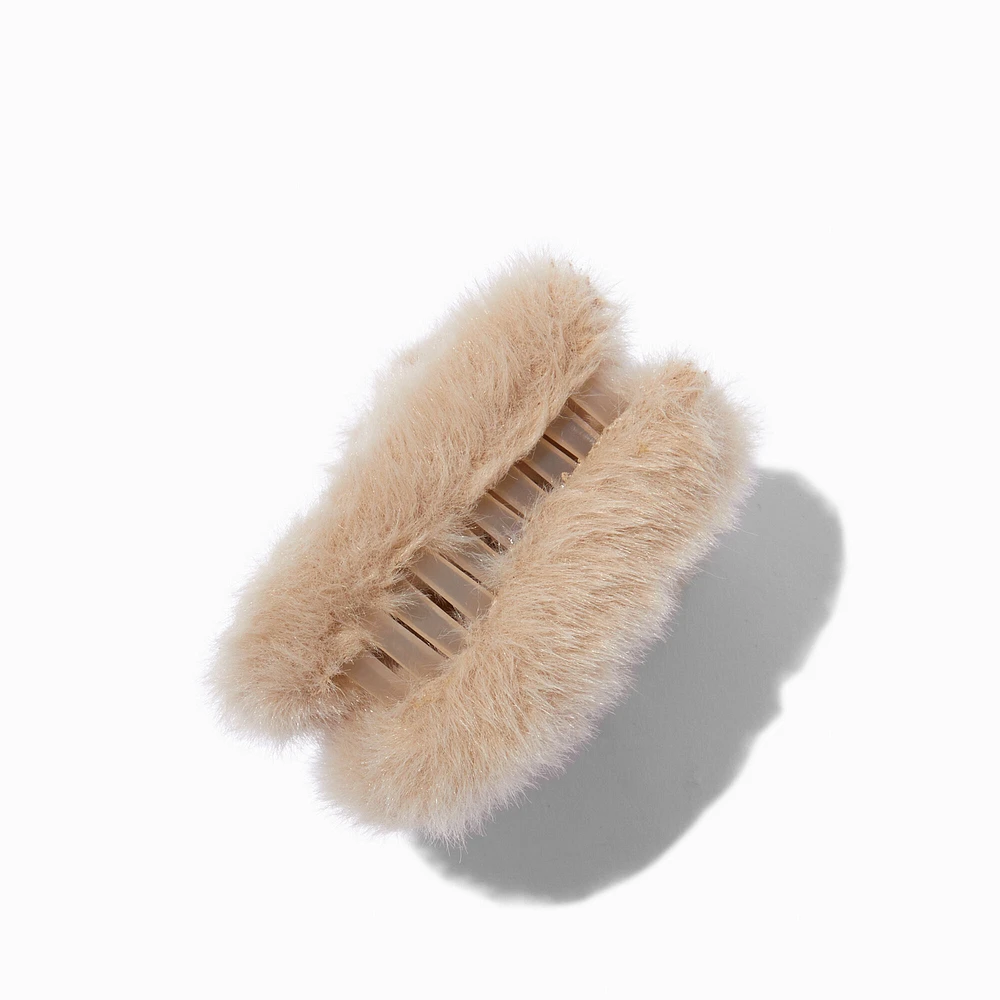 Tan Furry Medium Heart Hair Claw