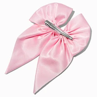 Pink Satin Hair Bow Clip