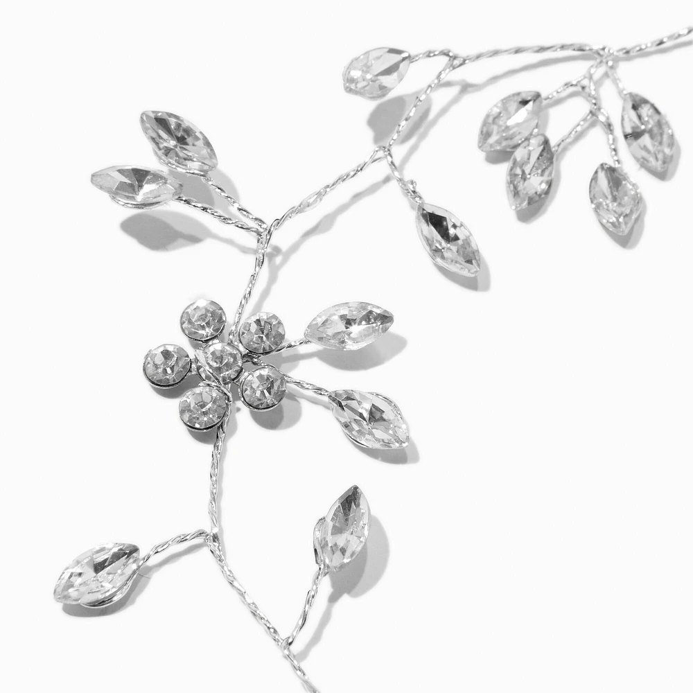 Silver-tone Rhinestone Leaf Hair Vine