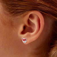 Silver-tone Crystal Fox Stud Earrings