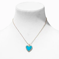 C LUXE by Claire's 18k Yellow Gold Plated Cubic Zirconia Turquoise Heart Pendant Necklace