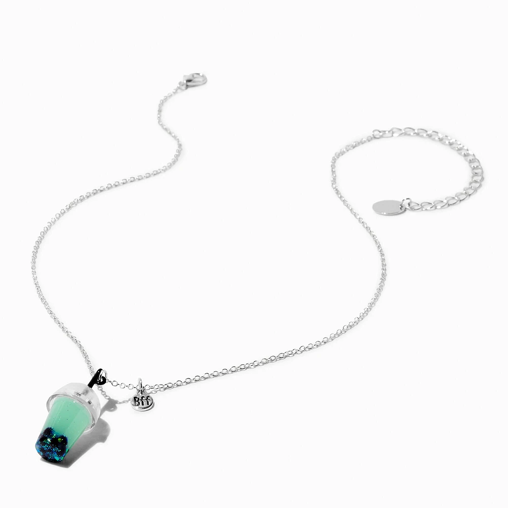 Best Friends Blue Kitty Bubble Tea Pendant Necklaces - 2 Pack