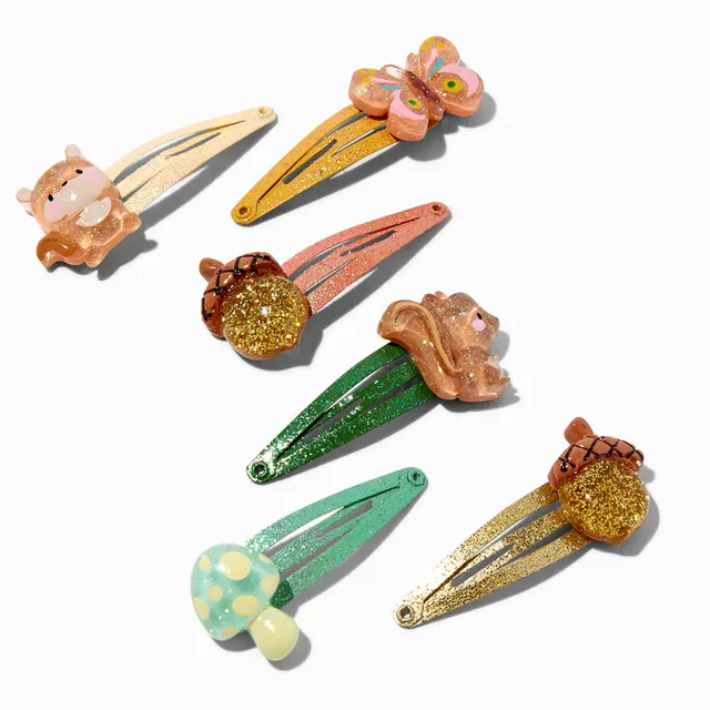 Claire's Club Faux Hair Glitter Critter Snap Clips - 6 Pack