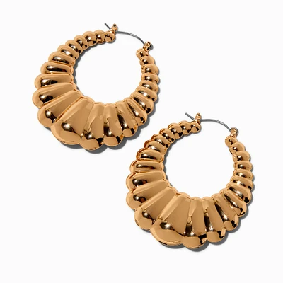 Gold-tone Thick Crescent Hoop Earrings