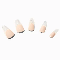 French Iridescent Tip Squareletto Vegan Faux Nail Set - 24 Pack