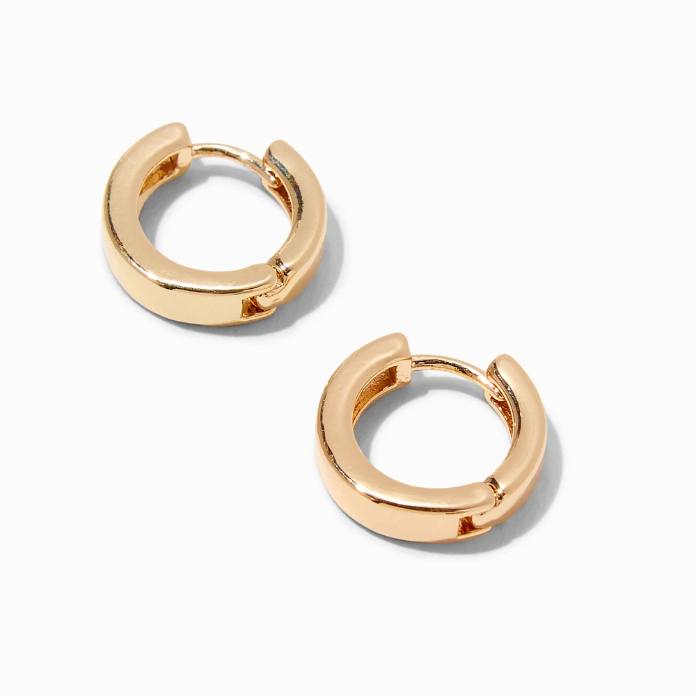 Gold-tone 15mm Flat Huggie Hoop Earrings