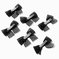 Black Sheer Hair Bow Clips - 6 Pack