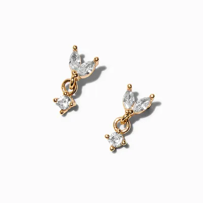 Gold-tone Cubic Zirconia Marquise Stud Earrings