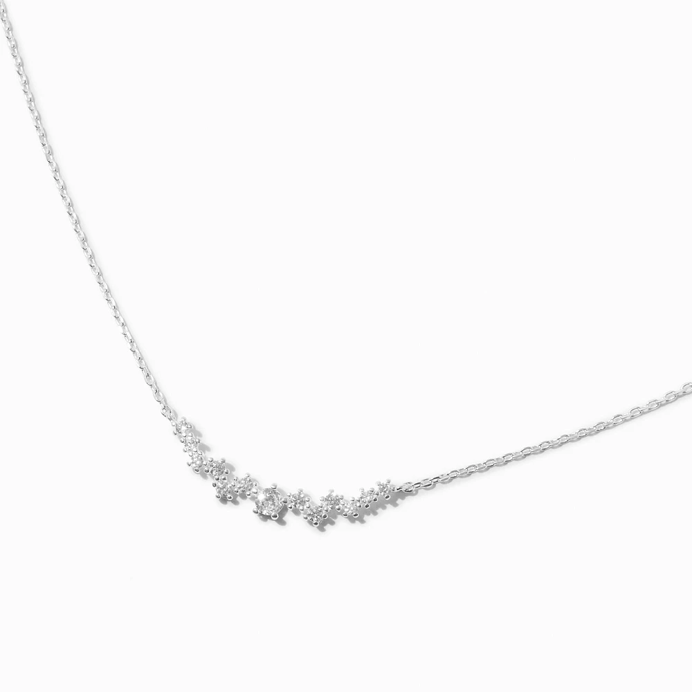 Silver-tone Cubic Zirconia Arch Pendant Necklace