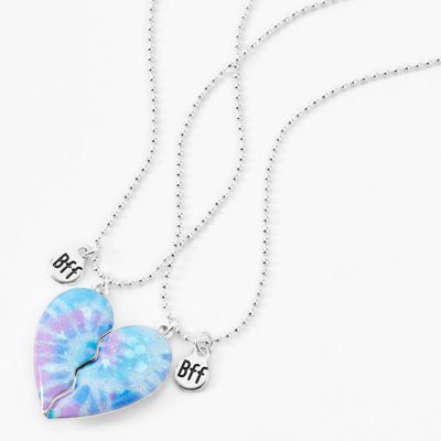 Best Friends Glitter Tie-Dye Split Heart Necklaces - 2 Pack
