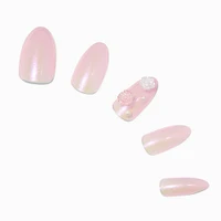 3D Rose & Pearl Stiletto Vegan Faux Nail Set - 24 Pack