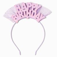 Claire's Club Lilac Happy Birthday Glitter Tulle Headband