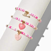 Claire's Club Heart Heishi Bead Stretch Bracelets - 3 Pack