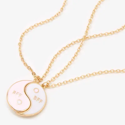 Gold Best Friends Split Yin Yang Pendant Necklaces - 2 Pack