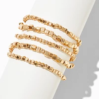 Gold-tone Square Stackable Bangle Bracelets - 5 Pack