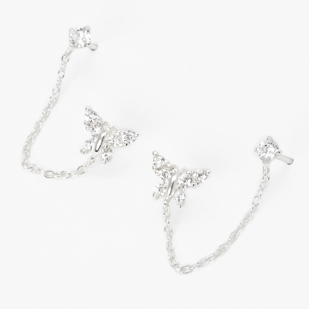 C LUXE by Claire's Sterling Silver Butterfly Ear Connector Earrings