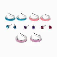 Glow in the Dark Hoop & Crystal Stud Earring Stackables Set - 6 Pack