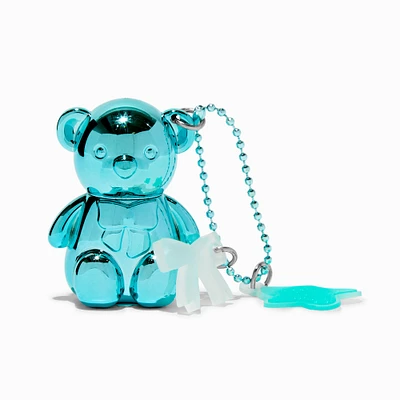 Blue Chrome Bear Lip Gloss Keyring