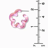 Pink Acrylic Daisy 30MM Hoop Earrings