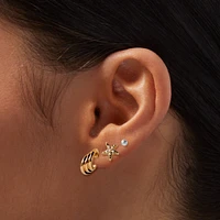Gold-tone Coastal Stud Earrings - 3 Pack