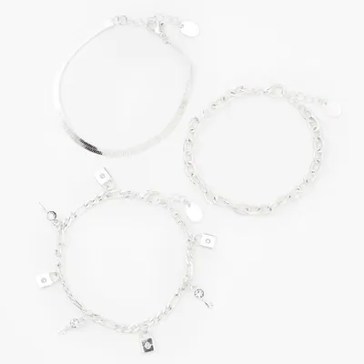 Silver  Chain Bracelets - 3 Pack