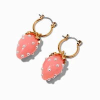 Pastel Pink Strawberry Hoop Earrings