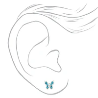 Pastel Rhinestone Butterfly Mixed Stud Earrings - 6 Pack