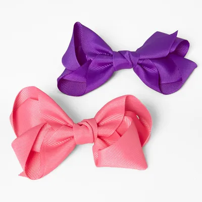 Purple/Pink Cheer Bow Hair Barrettes - 2 Pack