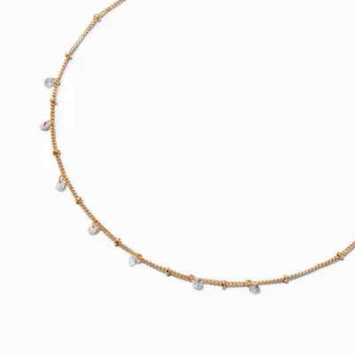Cubic Zirconia Confetti Charm Gold-tone Chain Necklace