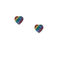 Sterling Silver Rainbow Heart Stud Earrings