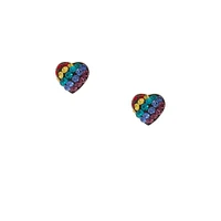 Sterling Silver Rainbow Heart Stud Earrings